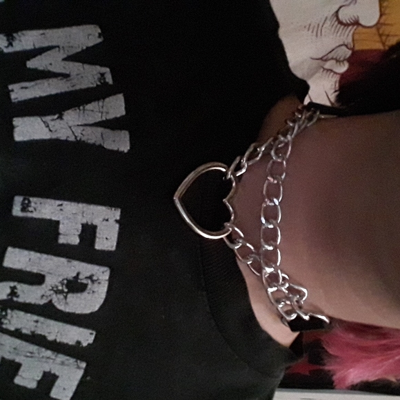 Goth Heart O-Ring Chain Choker - Picture 3 of 6